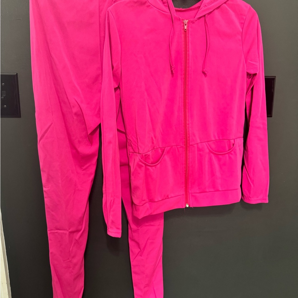 SHEIN Pink Track Pants & Hoodie Set